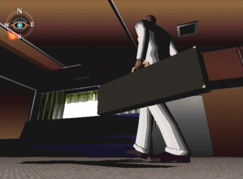 k7-framing Killer 7's third-person camera and linear nature allowed for some dramatic framing of action, which accentuated the games cell-shaded style.